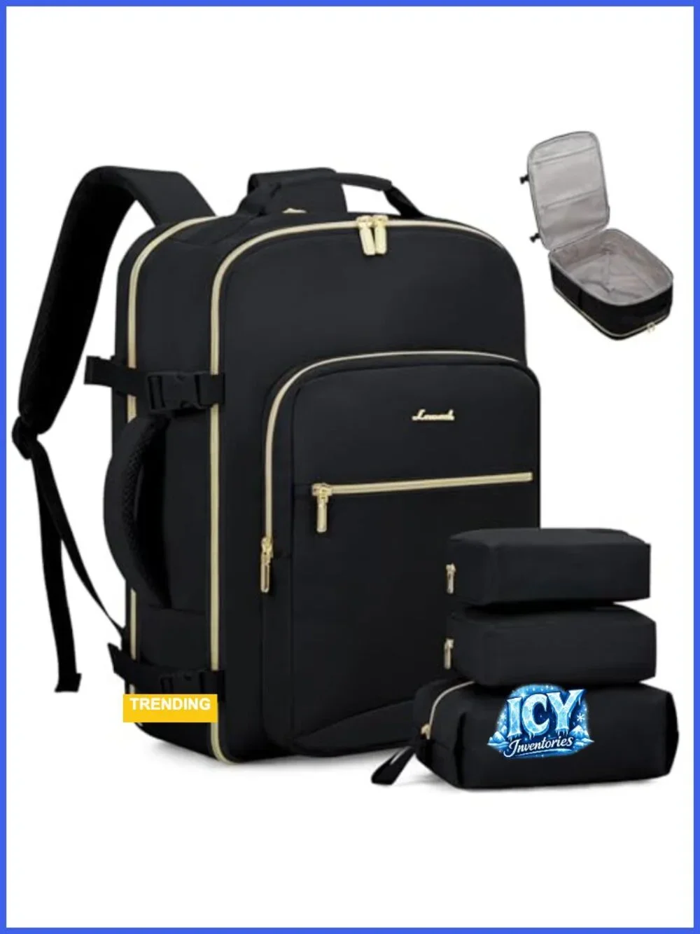 40L Travel Backpack Flight Approved Carry On with Packing Cubes